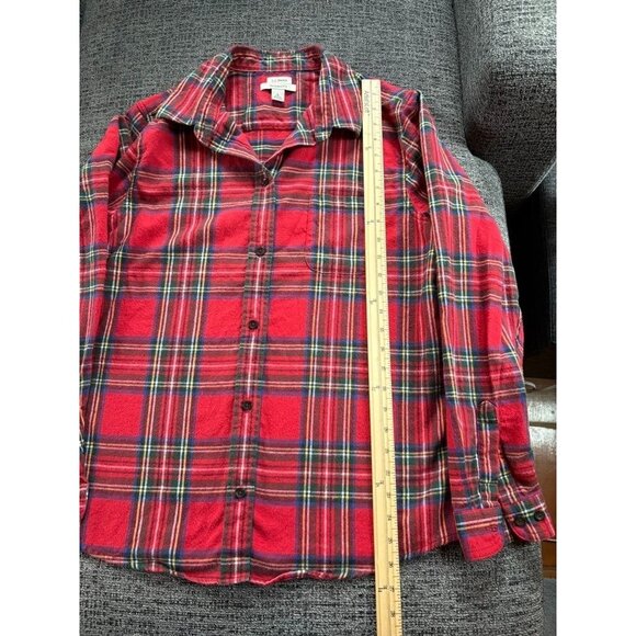L.L.Bean Women's Red Plaid Button-Up Flannel Shirt Relaxed Fit L 100% Cotton - Picture 7 of 9